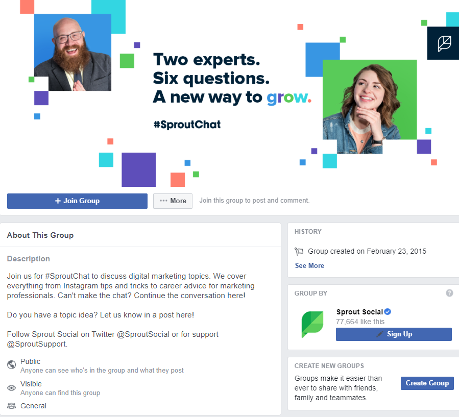 Sprout Social và Sproutchat Nhóm Facebook
